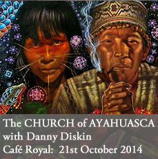 The Church of Ayahuasca salon talk at The Cafe Royal on 21st October 2014. A lecture on shamenistic Psychadelic drug from South America with Danny Diskin