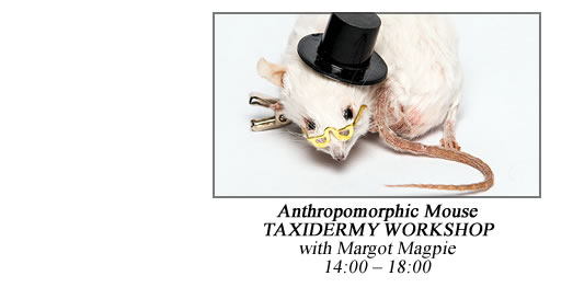 14:00 – 18:00 Anthropomorphic Mouse Taxidermy Workshop with Margot Magpie