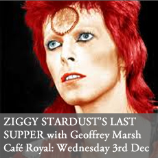 Geoffrey Marsh (curator at the V&A museum)on Ziggy Stardust - The Last Supper - at Cafe Royal, Wednesday 3rd December 2014, London. Seminar, lecture, talk, salon on David Bowie